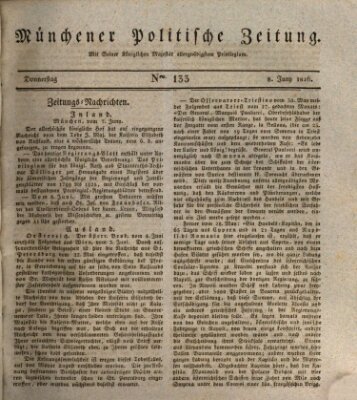 Münchener politische Zeitung (Süddeutsche Presse) Donnerstag 8. Juni 1826