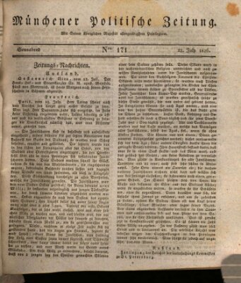 Münchener politische Zeitung (Süddeutsche Presse) Samstag 22. Juli 1826