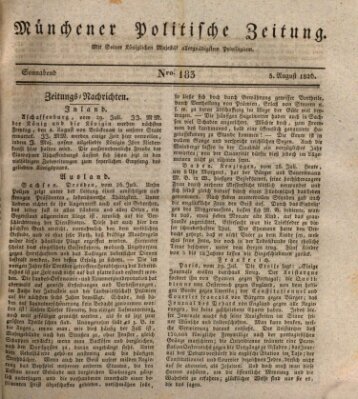 Münchener politische Zeitung (Süddeutsche Presse) Samstag 5. August 1826