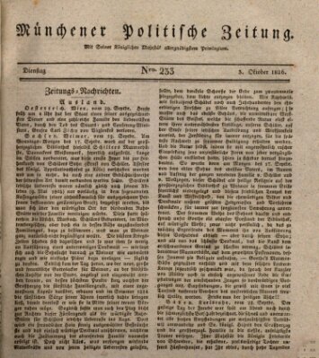 Münchener politische Zeitung (Süddeutsche Presse) Dienstag 3. Oktober 1826