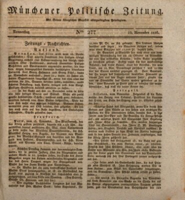 Münchener politische Zeitung (Süddeutsche Presse) Donnerstag 23. November 1826