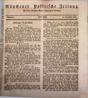 Münchener politische Zeitung (Süddeutsche Presse) Mittwoch 27. Dezember 1826