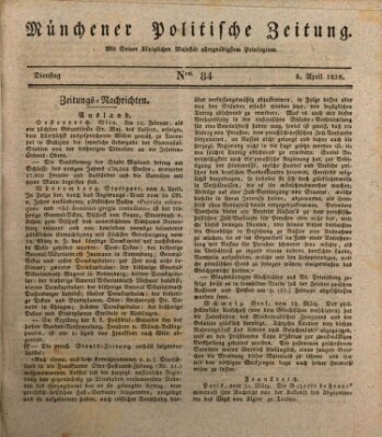 Münchener politische Zeitung (Süddeutsche Presse) Dienstag 8. April 1828