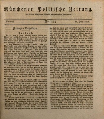 Münchener politische Zeitung (Süddeutsche Presse) Mittwoch 11. Juni 1828