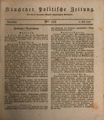 Münchener politische Zeitung (Süddeutsche Presse) Donnerstag 3. Juli 1828