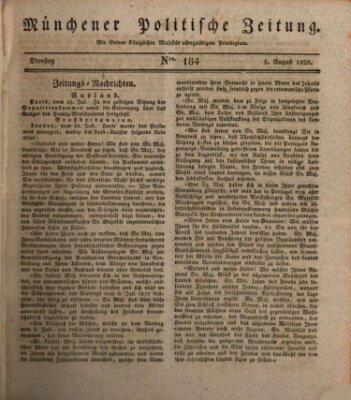 Münchener politische Zeitung (Süddeutsche Presse) Dienstag 5. August 1828