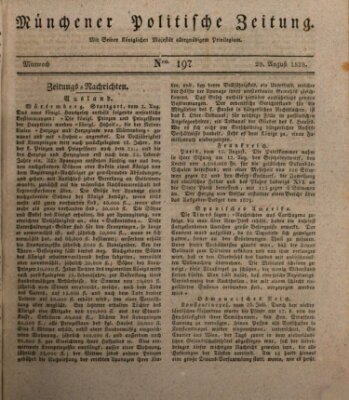 Münchener politische Zeitung (Süddeutsche Presse) Mittwoch 20. August 1828