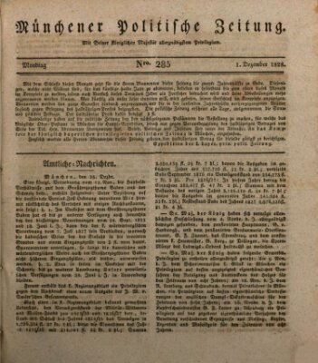 Münchener politische Zeitung (Süddeutsche Presse) Montag 1. Dezember 1828
