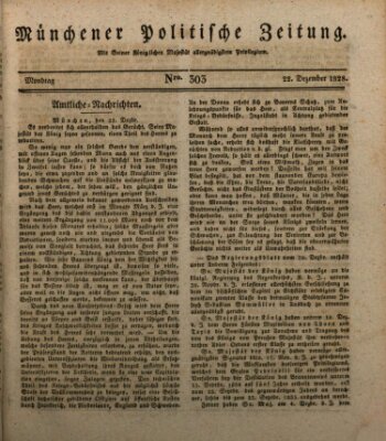 Münchener politische Zeitung (Süddeutsche Presse) Montag 22. Dezember 1828