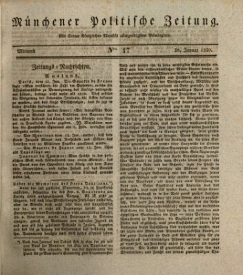 Münchener politische Zeitung (Süddeutsche Presse) Mittwoch 20. Januar 1830