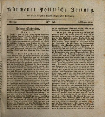 Münchener politische Zeitung (Süddeutsche Presse) Dienstag 9. Februar 1830