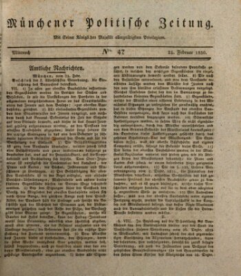 Münchener politische Zeitung (Süddeutsche Presse) Mittwoch 24. Februar 1830