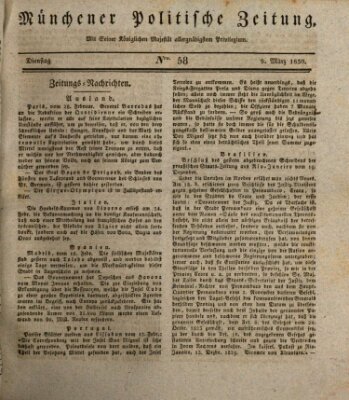 Münchener politische Zeitung (Süddeutsche Presse) Dienstag 9. März 1830