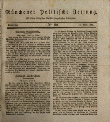 Münchener politische Zeitung (Süddeutsche Presse) Donnerstag 11. März 1830