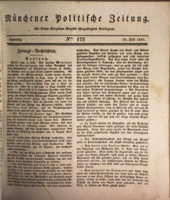 Münchener politische Zeitung (Süddeutsche Presse) Donnerstag 29. Juli 1830
