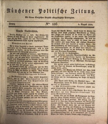 Münchener politische Zeitung (Süddeutsche Presse) Freitag 6. August 1830