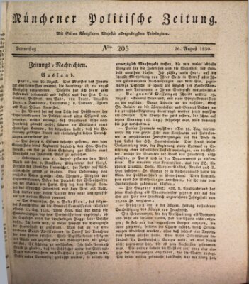 Münchener politische Zeitung (Süddeutsche Presse) Donnerstag 26. August 1830