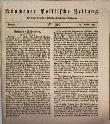 Münchener politische Zeitung (Süddeutsche Presse) Freitag 15. Oktober 1830