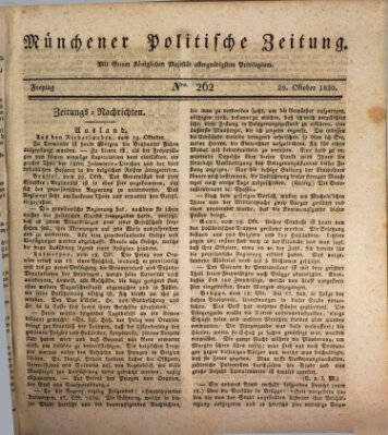 Münchener politische Zeitung (Süddeutsche Presse) Freitag 29. Oktober 1830