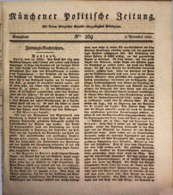 Münchener politische Zeitung (Süddeutsche Presse) Samstag 6. November 1830
