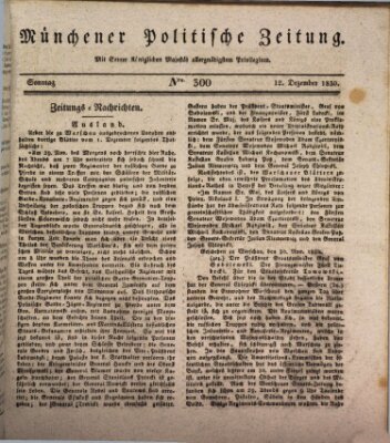 Münchener politische Zeitung (Süddeutsche Presse) Sonntag 12. Dezember 1830