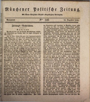 Münchener politische Zeitung (Süddeutsche Presse) Samstag 18. Dezember 1830