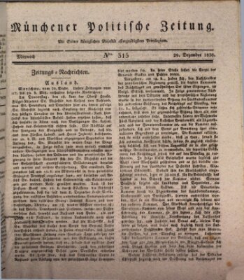 Münchener politische Zeitung (Süddeutsche Presse) Mittwoch 29. Dezember 1830