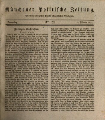 Münchener politische Zeitung (Süddeutsche Presse) Donnerstag 3. Februar 1831