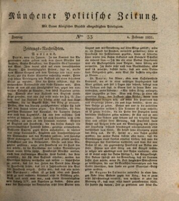 Münchener politische Zeitung (Süddeutsche Presse) Freitag 4. Februar 1831