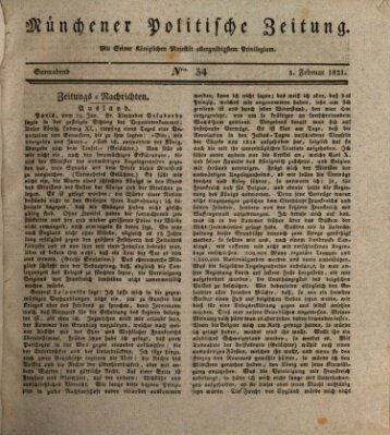 Münchener politische Zeitung (Süddeutsche Presse) Samstag 5. Februar 1831