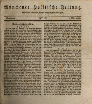 Münchener politische Zeitung (Süddeutsche Presse) Samstag 5. März 1831