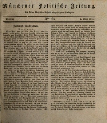 Münchener politische Zeitung (Süddeutsche Presse) Dienstag 8. März 1831