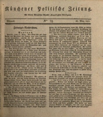 Münchener politische Zeitung (Süddeutsche Presse) Mittwoch 23. März 1831