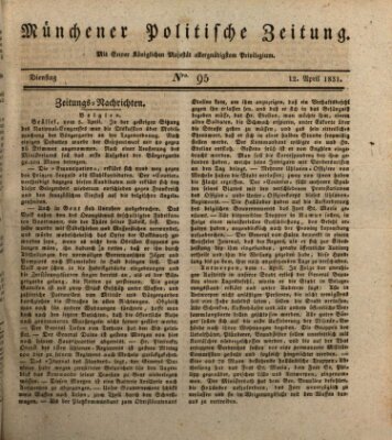 Münchener politische Zeitung (Süddeutsche Presse) Dienstag 12. April 1831