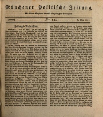 Münchener politische Zeitung (Süddeutsche Presse) Dienstag 3. Mai 1831