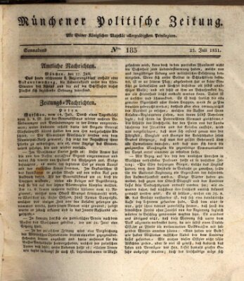 Münchener politische Zeitung (Süddeutsche Presse) Samstag 23. Juli 1831