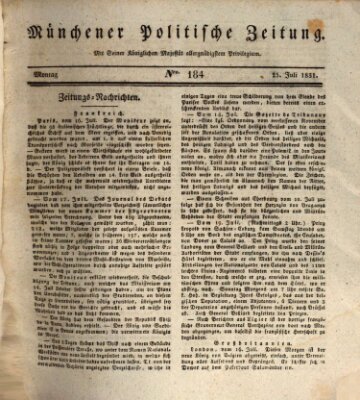 Münchener politische Zeitung (Süddeutsche Presse) Montag 25. Juli 1831