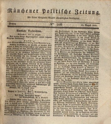 Münchener politische Zeitung (Süddeutsche Presse) Freitag 19. August 1831