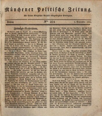 Münchener politische Zeitung (Süddeutsche Presse) Freitag 9. September 1831