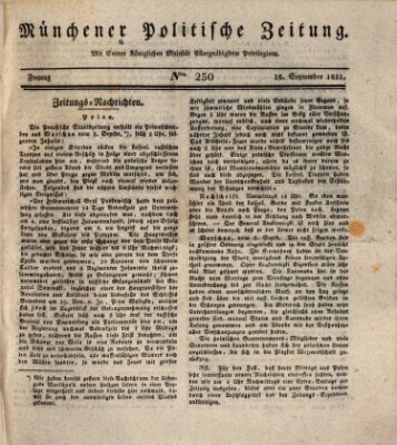 Münchener politische Zeitung (Süddeutsche Presse) Freitag 16. September 1831