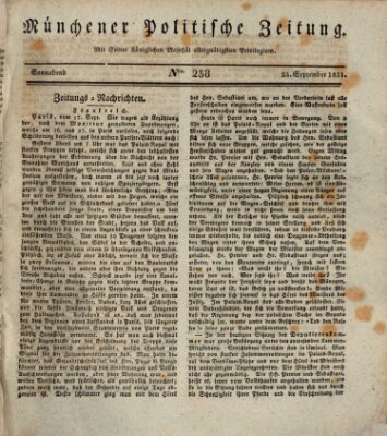 Münchener politische Zeitung (Süddeutsche Presse) Samstag 24. September 1831