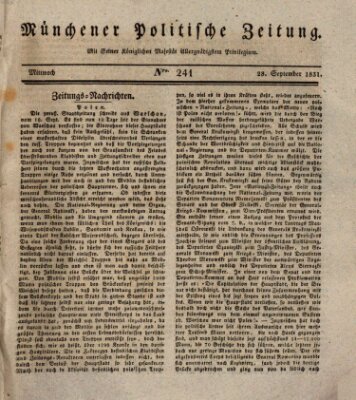 Münchener politische Zeitung (Süddeutsche Presse) Mittwoch 28. September 1831