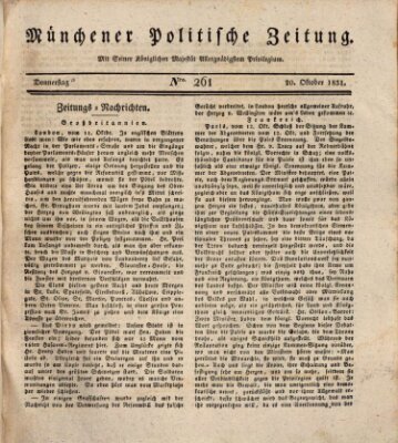 Münchener politische Zeitung (Süddeutsche Presse) Donnerstag 20. Oktober 1831