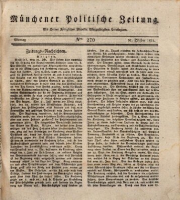 Münchener politische Zeitung (Süddeutsche Presse) Montag 31. Oktober 1831
