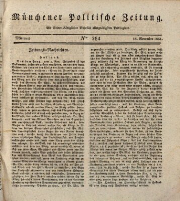 Münchener politische Zeitung (Süddeutsche Presse) Mittwoch 16. November 1831