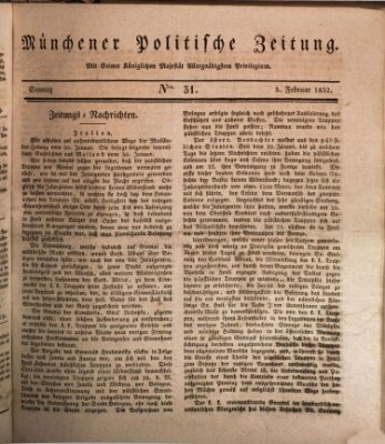 Münchener politische Zeitung (Süddeutsche Presse) Sonntag 5. Februar 1832