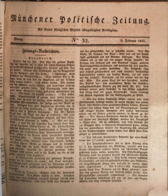 Münchener politische Zeitung (Süddeutsche Presse) Montag 6. Februar 1832