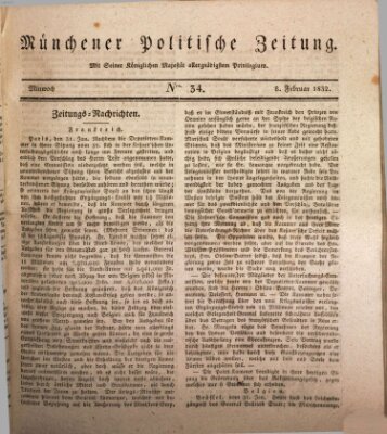 Münchener politische Zeitung (Süddeutsche Presse) Mittwoch 8. Februar 1832