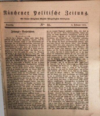 Münchener politische Zeitung (Süddeutsche Presse) Donnerstag 9. Februar 1832