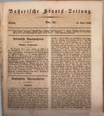 Münchener politische Zeitung (Süddeutsche Presse) Freitag 13. April 1832